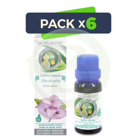 Pack 6x Aceite Esencial Alimentario de Salvia Romana 15Ml. Marnys