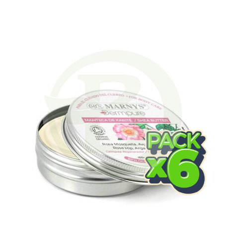 Pack 6x Manteca de Karité con rosa mosqueta y argán bio 100gr Marnys