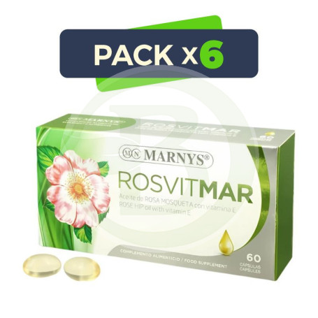 Pack 6x Rosvitmar Aceite De Rosa Mosqueta 60 Cápsulas Marnys