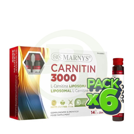 Pack 6x Carnitin 3000&nbsp;14 Viales Marnys
