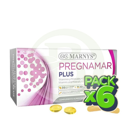 Pack 6x Pregnamar Plus 30+30 Cápsulas Marnys