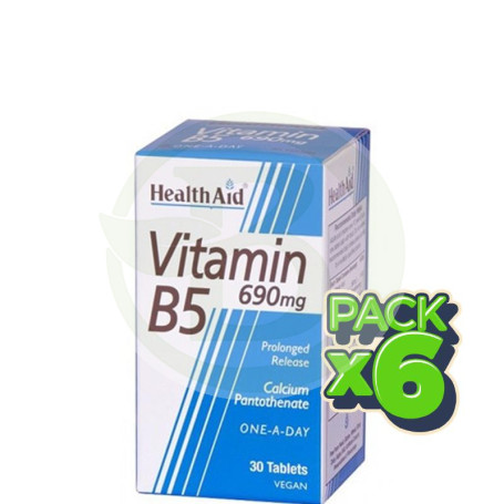 Pack 6x Vitamina B5 (Pantotenato Cálcico) 690Mg. Health Aid