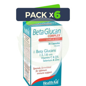 Pack 6x Betaglucan Complex 30 Cápsulas Health Aid