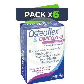Pack 6x Osteoflex + Omega 3 30+30 Comprimidos Health Aid