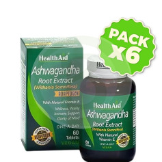 Pack 6x Ashwagandha 60 Comprimidos (Withania Somnifera) Health Aid