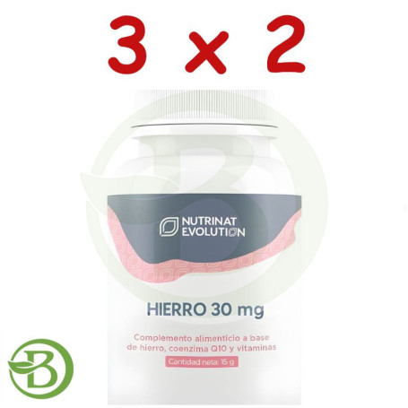Pack 3x2 Hierro 30Mg 30 Cápsulas Vegetales Nutrinat Evolution