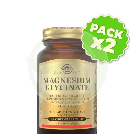 Pack 2x Magnesio Bisglicinato 60 Cápsulas Solgar