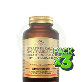 Pack 3x Citrato De Calcio con Vitamina D3 60 Comprimidos Solgar