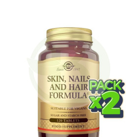 Pack 2x Pelo, Piel y Uñas con Biotina 120 Comprimidos Solgar