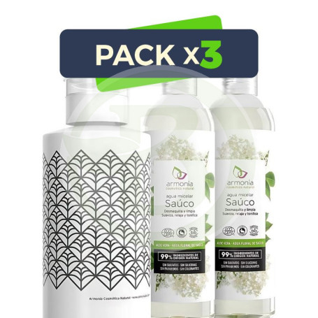 Pack 3x Pack 2Uds Agua Micelar Sauco Bio + Botella De Vidrio Armonia
