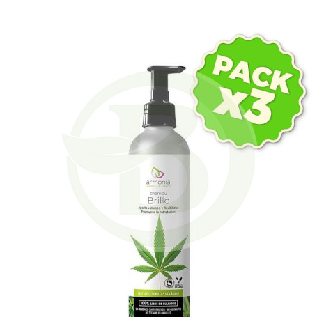 Pack 3x Champu Brillo con Semillas De Cañamo 250 Ml Armonia