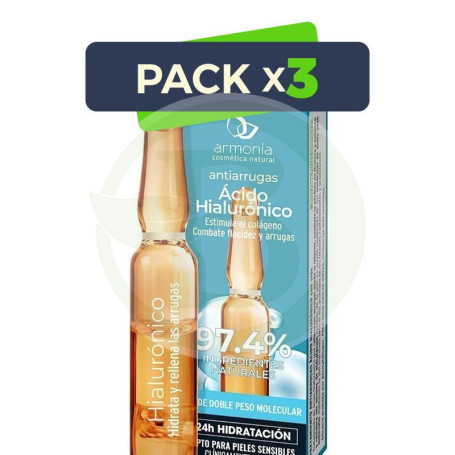 Pack 3x Ampollas Faciales Monodosis Aci. Hialuronico Antiarrugas Armonia