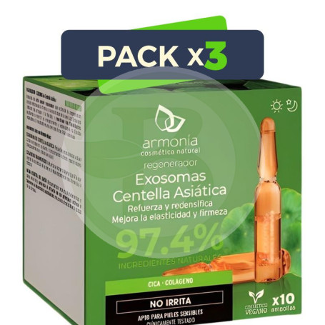 Pack 3x Exosomas De Centella Asiática 10 Ampollas Armonia