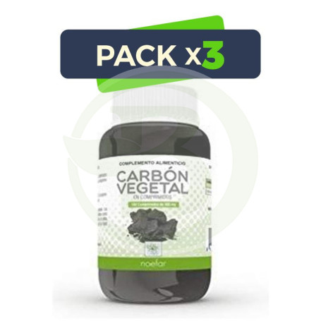 Pack 3x Carbon Vegetal 100 Comprimidos Noefar