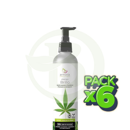 Pack 6x Champu Brillo con Semillas De Cañamo 250 Ml Armonia