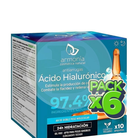 Pack 6x Ampollas Faciales Monodosis Ac. Hialur. Antiarrug. 10Uds Armonia