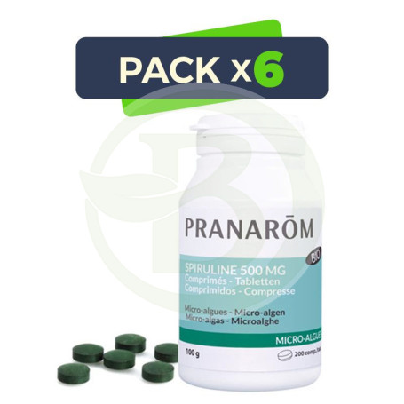 Pack 6x Espirulina 500Mg. 200 Comprimidos Pranarom