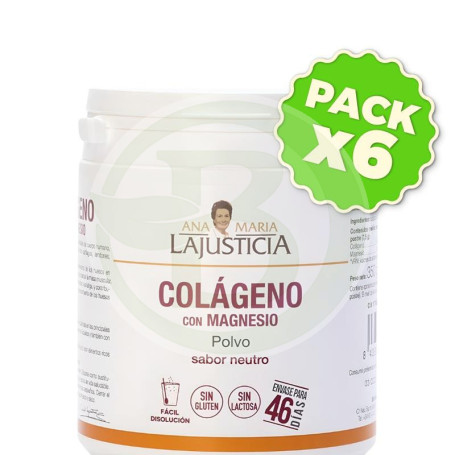 Pack 6x Colágeno con Magnesio Sabor Neutro 350G Ana María Lajusticia