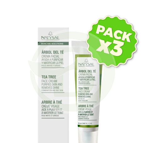 Pack 3x Crema Facial De Árbol del Té 50Ml Natysal