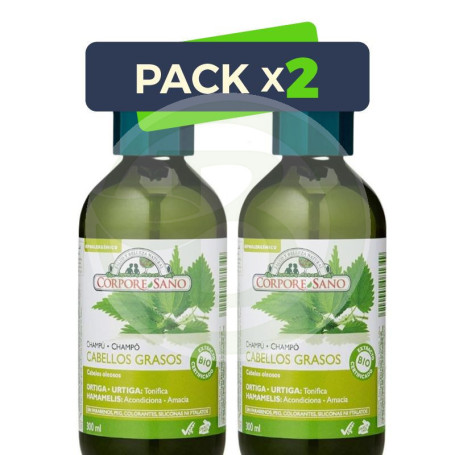 Pack 2x Champú para Cabellos Grasos 300+300Ml Corpore Sano