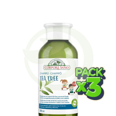 Pack 3x Champú Escolar Árbol del Té 300Ml Corpore Sano