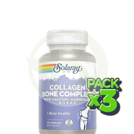 Pack 3x Collagen Bone Complete 90 Cápsulas Vegetales Solaray