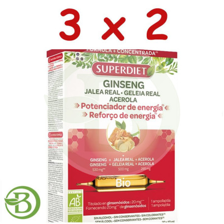 Pack 3x2 Ginseng Jalea Real Bio 20 Ampollas Superdiet