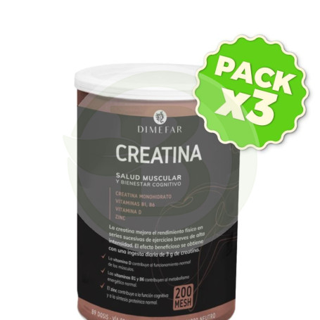 Pack 3x Creatina Sabor Neutro 300G Dimefar