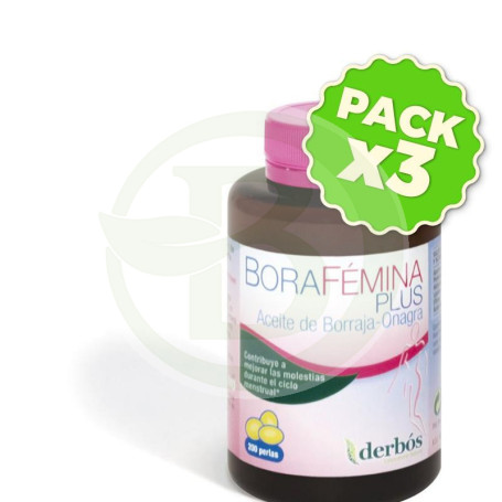 Pack 3x Borafémina Plus 200 Perlas (Mensulan) Derbos