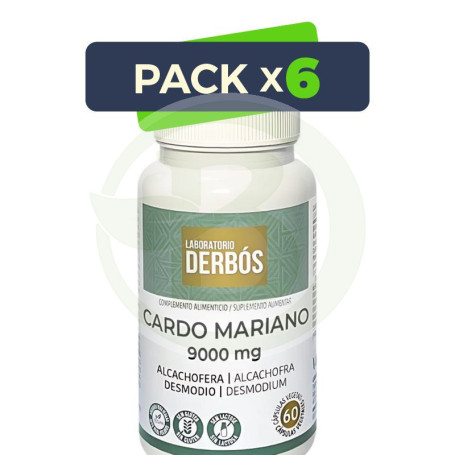 Pack 6x Cardo Mariano 9000Mg 60 Cápsulas Vegetales Derbós