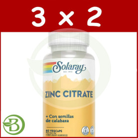 Pack 3x2 Zinc 25mg + Semilla de Calabaza 50mg 60 cápsulas Solaray