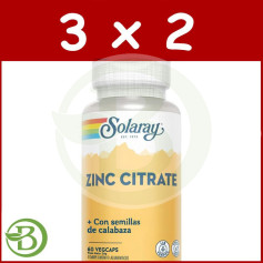 Pack 3x2 Zinc 25mg + Semilla de Calabaza 50mg 60 cápsulas Solaray