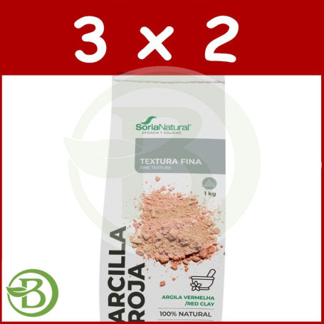 Pack 3x2 Arcilla Roja Textura Fina 1kg Soria Natural