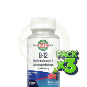 Pack 3x B12 Methylcobalamin & Adenosylcobalamin 60 Microcomprimidos Kal