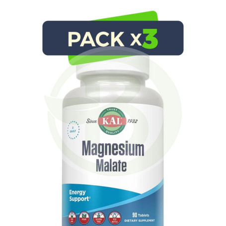 Pack 3x Magnesium Malate 400Mg 90 Comprimidos Kal