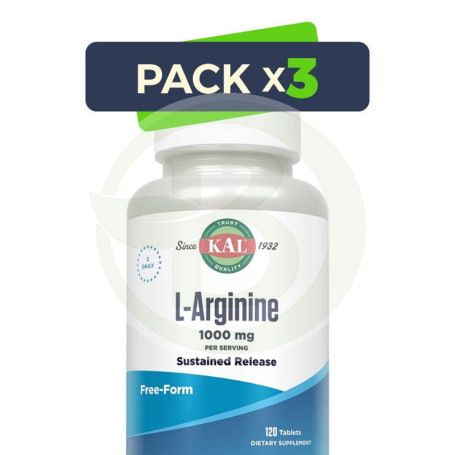 Pack 3x L-Arginine A/R 1000Mg 120 Comprimidos Kal