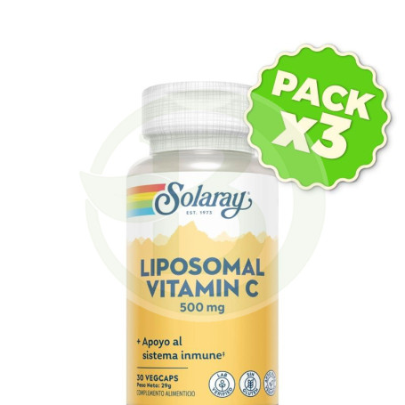 Pack 3x Liposomal Vitamin C 500Mg 30 Cápsulas Vegetales Solaray