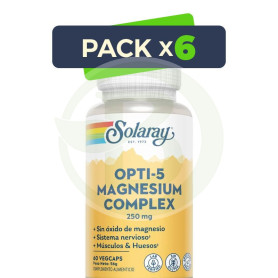 Pack 6x Opti-5 Magnesium Complex 60 Cápsulas Vegetales Solaray