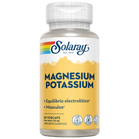 Magnesio y Potasio 60 Cápsulas Vegetales Solaray