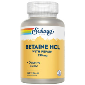 Betain Hcl con Pepsina 250Mg 180 Cápsulas Vegetales Solaray