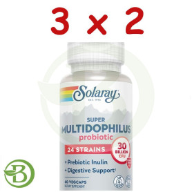Pack 3x2 Super Multidophilus Probiotic 60 Cápsulas Vegetales Solaray