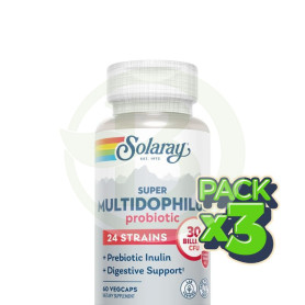 Pack 3x Super Multidophilus Probiotic 60 Cápsulas Vegetales Solaray