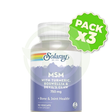 Pack 3x Msm con Cúrcuma, Boswellia y Harpagofito 90 Cápsulas Solaray