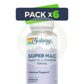 Pack 6x Super Nac 600Mg 60 Cápsulas Vegetales Solaray