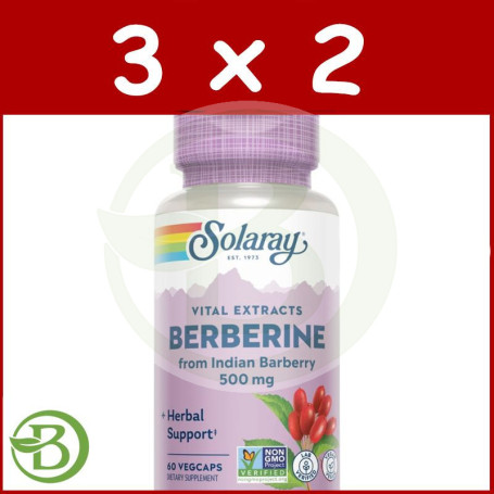 Pack 3x2 Berberina 500Mg 60 Cápsulas Vegetales Solaray