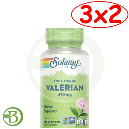 Pack 3x2 Raíz De Valeriana 470Mg 100 Cápsulas Vegetales Solaray