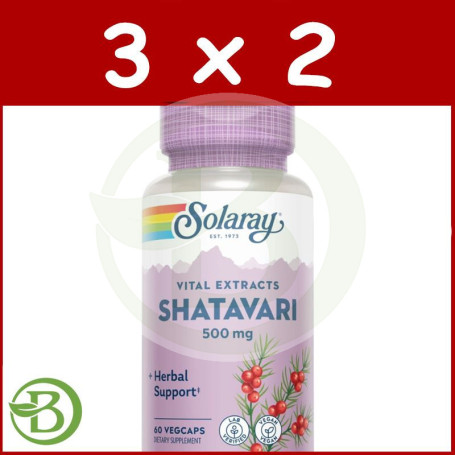 Pack 3x2 Shatavari 500Mg 60 Cápsulas Vegetales Solaray