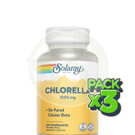Pack 3x Chlorella 1500Mg 120 Comprimidos Solaray