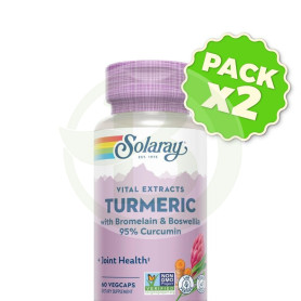 Pack 2x Cúrcuma con Bromelaína y Boswellia 60 Cápsulas Vegetales Solaray