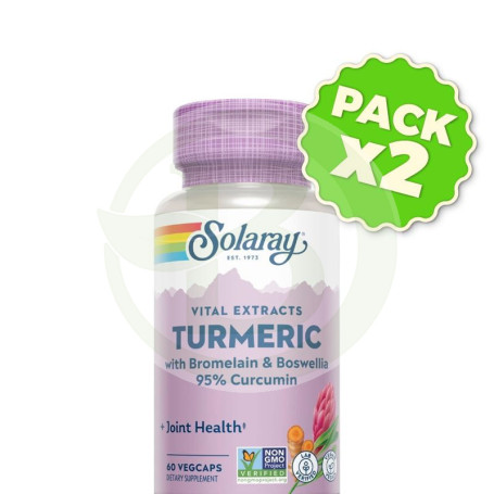 Pack 2x Cúrcuma con Bromelaína y Boswellia 60 Cápsulas Vegetales Solaray